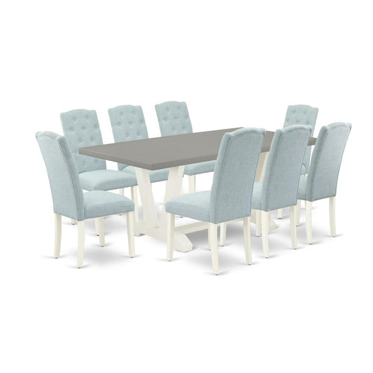 9-Piece Dining Room Table Set- 8 Kitchen Parson Chairs By East West Furniture | Dining Sets | Modishstore
