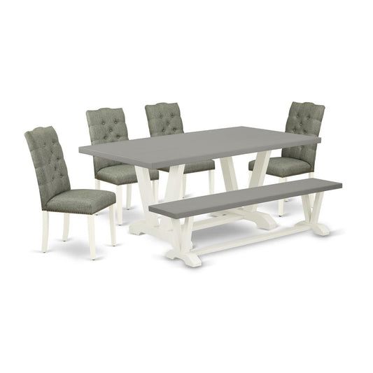 6-Pc Dining Table Set- 4 Padded Parson Chairs By East West Furniture | Dining Sets | Modishstore