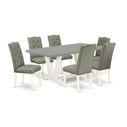 7-Piece Dinette Set- 6 Parson Dining Chairs By East West Furniture | Dining Sets | Modishstore