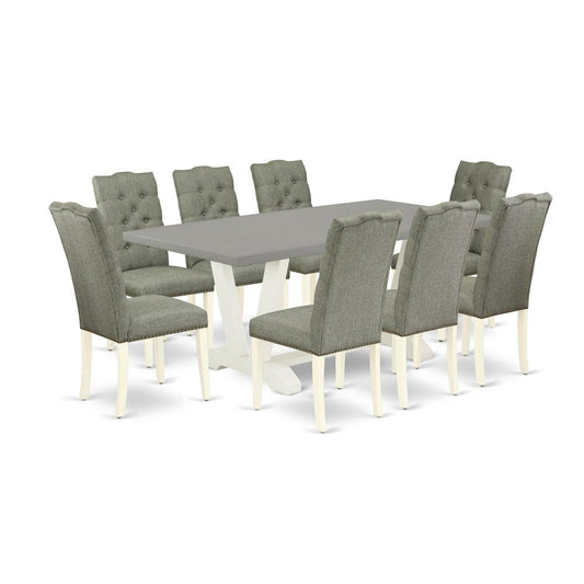 9-Pc Dinette Set- 8 Mid Century Dining Chairs By East West Furniture | Dining Sets | Modishstore