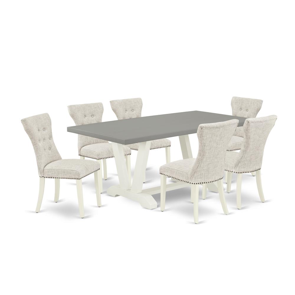 7-Piece Dining Room Set- 6 Mid Century Dining Chairs By East West Furniture | Dining Sets | Modishstore