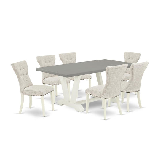 7-Piece Dining Room Set- 6 Mid Century Dining Chairs By East West Furniture | Dining Sets | Modishstore