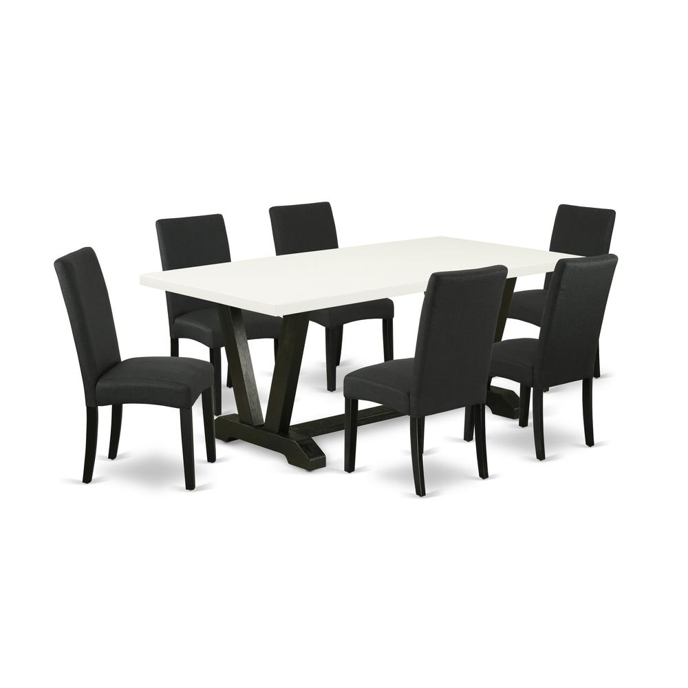 7-Pc Modern Dining Set- 6 Padded Parson Chairs By East West Furniture | Dining Sets | Modishstore