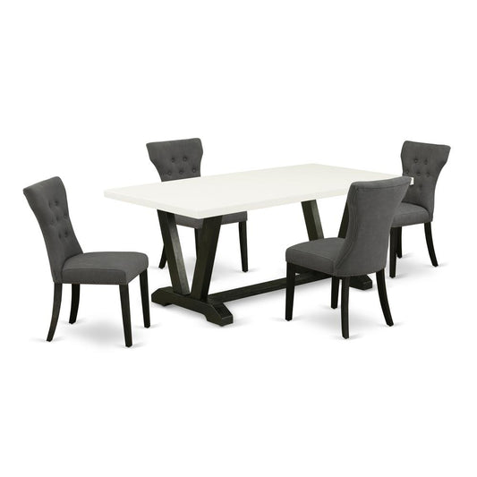 5-Piece Rectangular Dinette Set Included 4 Dining Chairs Upholstered Seat And High Button Tufted Chair Back And Rectangular Kitchen Dining Table By East West Furniture | Dining Sets | Modishstore