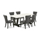 7-Piece Modern Dining Table Set - 6 Upholstered Dining Chairs And A Rectangular Table Hardwood Frame By East West Furniture | Dining Sets | Modishstore