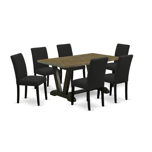 7-Piece Table And Chairs Dining Set Includes 6 Mid Century Dining Chairs By East West Furniture | Dining Sets | Modishstore