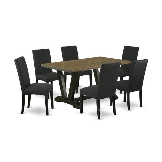 7-Piece Kitchen Dining Set- 6 Upholstered Dining Chairs By East West Furniture | Dining Sets | Modishstore