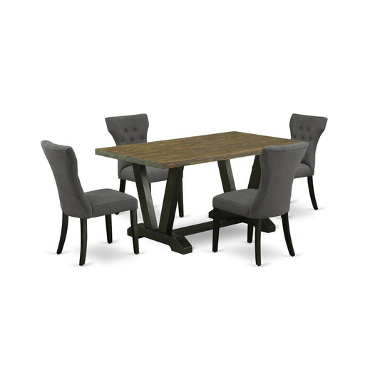 5-Piece Kitchen Dinette Set Included 4 Dining Room Chairs Upholstered Seat And High Button Tufted Chair Back And Rectangular Dinette Table By East West Furniture | Dining Sets | Modishstore