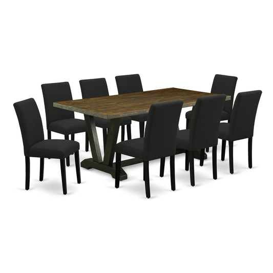 9-Piece Kitchen Dining Table Set Includes 8 Mid Century Chairs By East West Furniture | Dining Sets | Modishstore