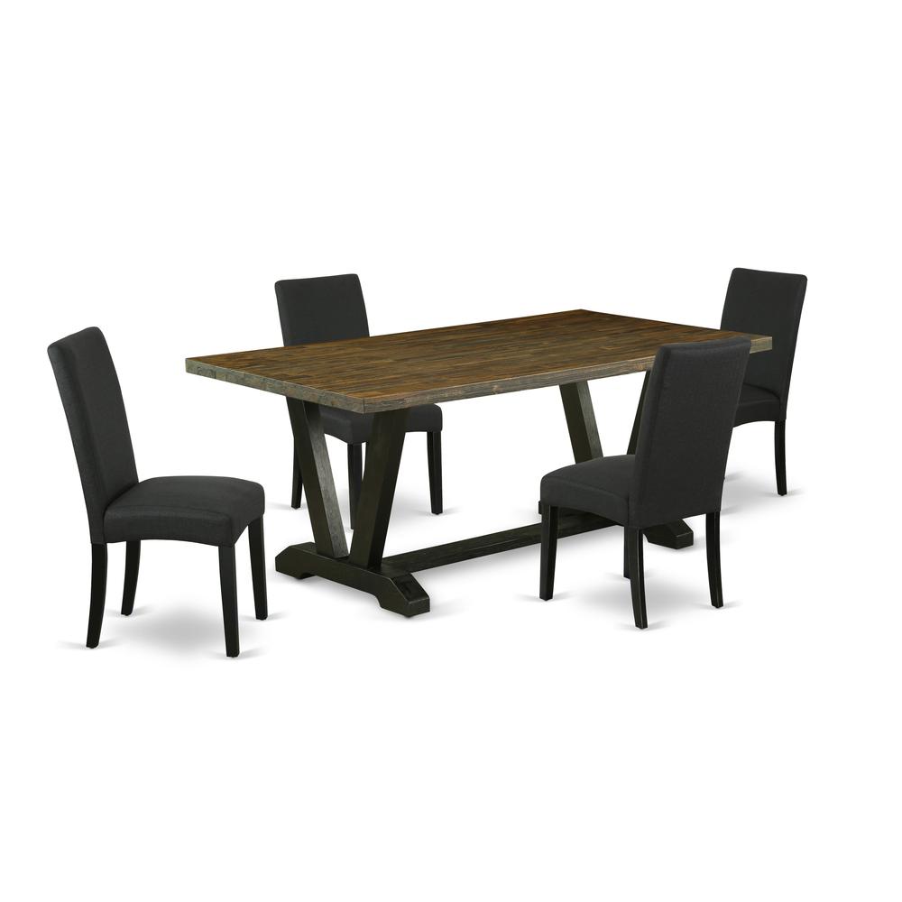 5-Pc Dining Room Table Set- 4 Padded Parson Chairs By East West Furniture | Dining Sets | Modishstore
