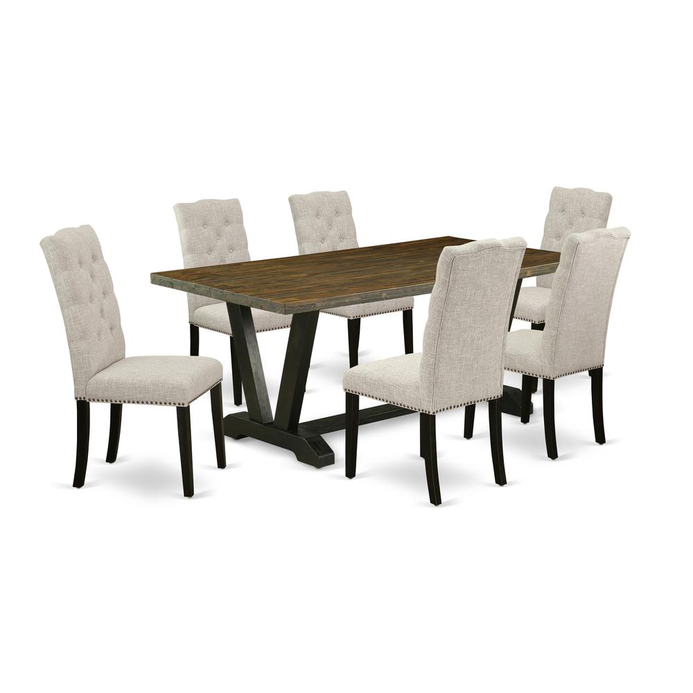 7-Piece Dining Room Table Set - 6 Kitchen Parson Chair And Wood Dining Table Hardwood Frame By East West Furniture | Dining Sets | Modishstore