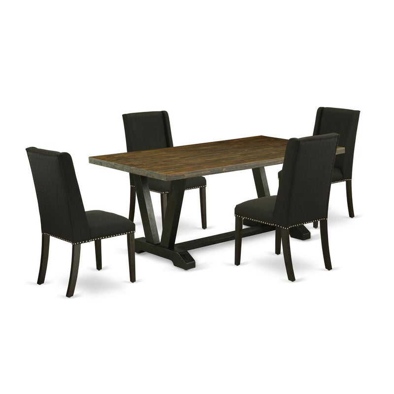 5-Pc Included 4 Dining Chairs Upholstered Nails Head Seat And Stylish Chair Back And Rectangular Dining Table By East West Furniture | Dining Sets | Modishstore