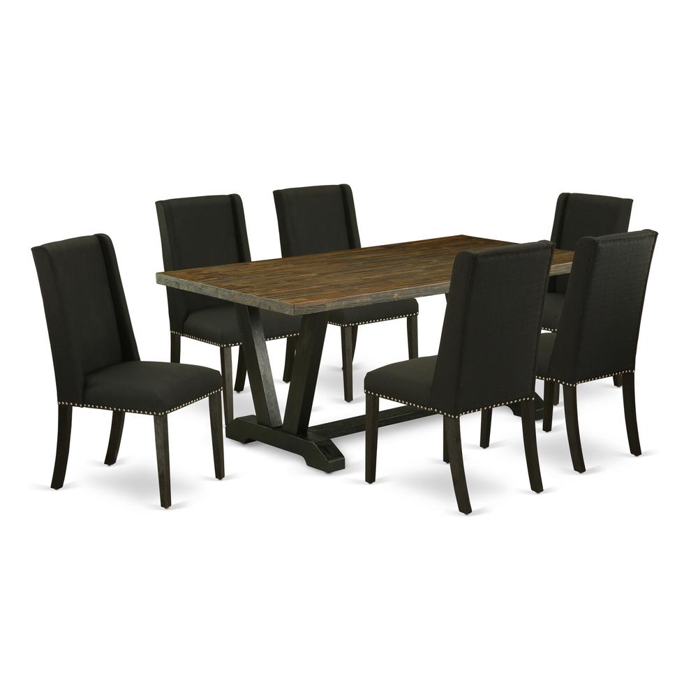 7-Piece Kitchen Table Set - 6 Padded Parson Chair And A Rectangular Table Solid Wood Frame By East West Furniture | Dining Sets | Modishstore