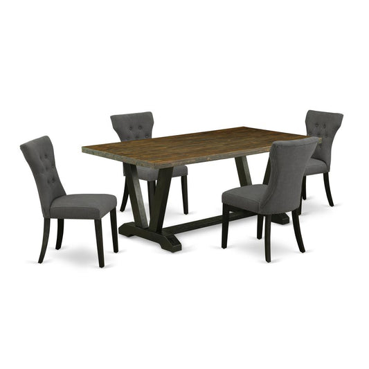 5-Pc Modern Dinette Set Included 4 Parson Dining Chairs Upholstered Seat And High Button Tufted Chair Back And Rectangular Dining Table By East West Furniture | Dining Sets | Modishstore