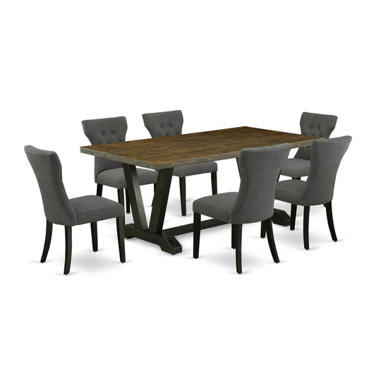 7-Piece Dining Table Set - 6 Parson Dining Chairs And A Rectangular Dining Table Solid Wood Structure By East West Furniture | Dining Sets | Modishstore