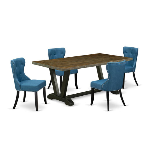 5-Pc Dining Room Table Set- 4 Dining Chairs By East West Furniture | Dining Sets | Modishstore