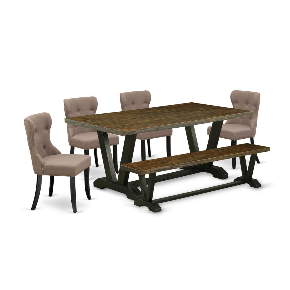 6-Pc Dining Table Set- 4 Dining Chairs By East West Furniture | Dining Sets | Modishstore