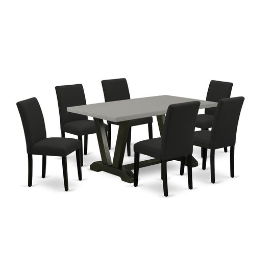 7-Piece Kitchen Table Set Includes 6 Mid Century Modern Dining Chairs By East West Furniture | Dining Sets | Modishstore