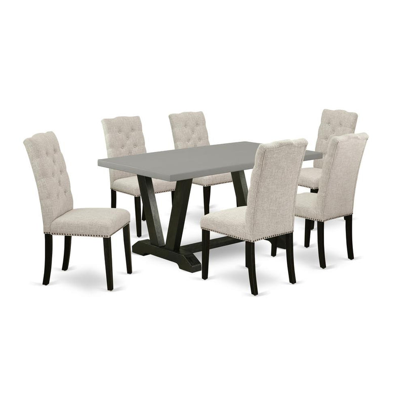7-Piece Dining Room Set - 6 Parson Chair And A Rectangular Wood Table Solid Wood Frame By East West Furniture | Dining Sets | Modishstore