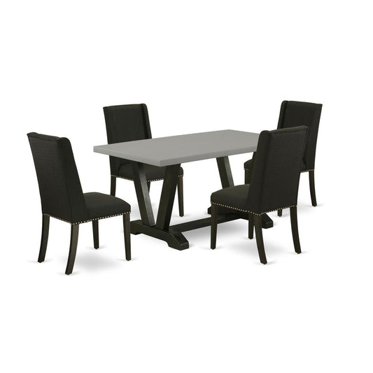 5-Pc Dining Room Table Set Included 4 Kitchen Dining Chairs Upholstered Nails Head Seat And Stylish Chair Back And Rectangular Dinette Table By East West Furniture | Dining Sets | Modishstore