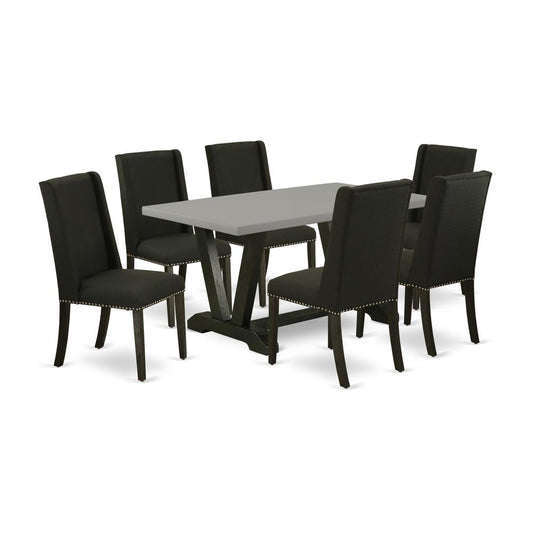 7-Piece Dining Room Table Set - 6 Parson Dining Chair And Dinette Table Hardwood Frame By East West Furniture | Dining Sets | Modishstore