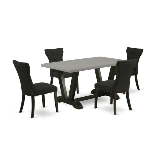 5-Pc Modern Dining Set - 4 Dining Chairs And 1 Modern Rectangular Cement Kitchen Table Top By East West Furniture | Dining Sets | Modishstore