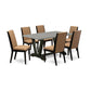 7-Piece Amazing Dining Room Table Set An Excellent Cement Color Wood Table Top And 6 Gorgeous Linen Fabric Dining Room Chairs By East West Furniture | Dining Sets | Modishstore