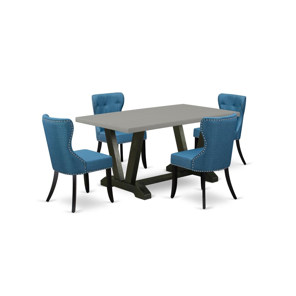 5-Piece Dining Table Set- 4 Upholstered Dining Chairs By East West Furniture | Dining Sets | Modishstore
