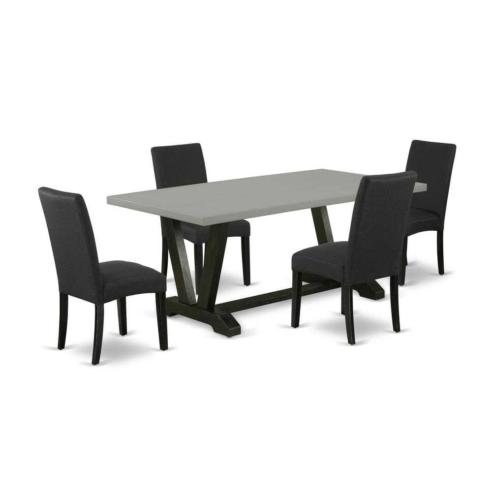 5-Piece Dining Room Set - 4 Parson Chairs And A Rectangular Small Dining Table Hardwood Frame By East West Furniture | Dining Sets | Modishstore