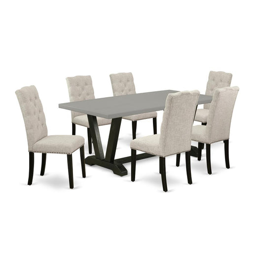 7-Piece Small Dining Table Set - 6 Parson Dining Chairs And A Rectangular Dining Table Solid Wood Structure By East West Furniture | Dining Sets | Modishstore