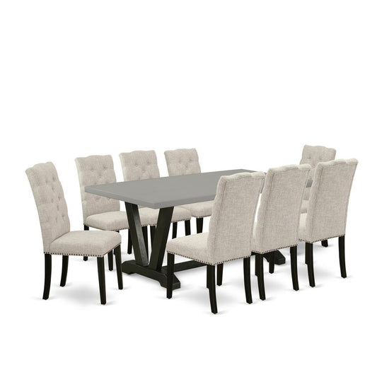 9-Piece Kitchen Dining Table Set - 8 Parson Chairs And A Rectangular Dining Table Hardwood Frame By East West Furniture | Dining Sets | Modishstore
