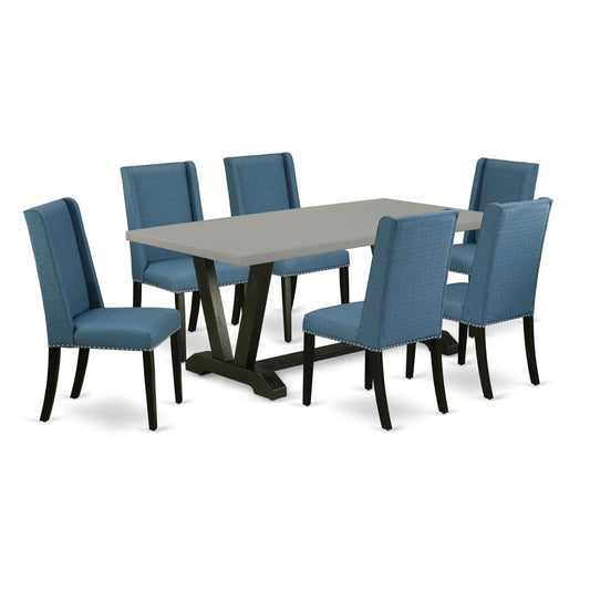 7-Piece Kitchen Table Set - 6 Parson Chairs And Dinner Table Hardwood Structure By East West Furniture | Dining Sets | Modishstore