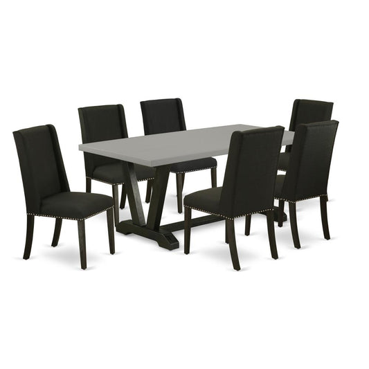 7-Piece Kitchen Set - 6 Parson Chair And A Dining Room Table Solid Wood Frame By East West Furniture | Dining Sets | Modishstore