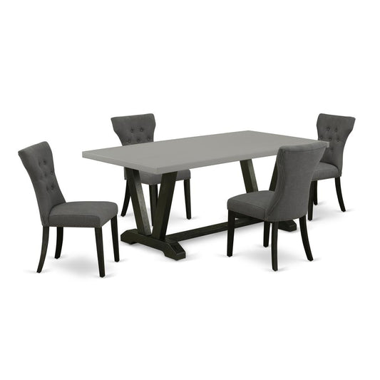 5-Piece Kitchen Table Set Included 4 Dining Chairs Upholstered Seat And High Button Tufted Chair Back And Rectangular Table By East West Furniture | Dining Sets | Modishstore