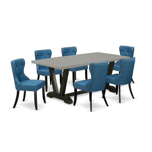 7-Pc Dining Room Table Set- 6 Dining Room Chairs By East West Furniture | Dining Sets | Modishstore