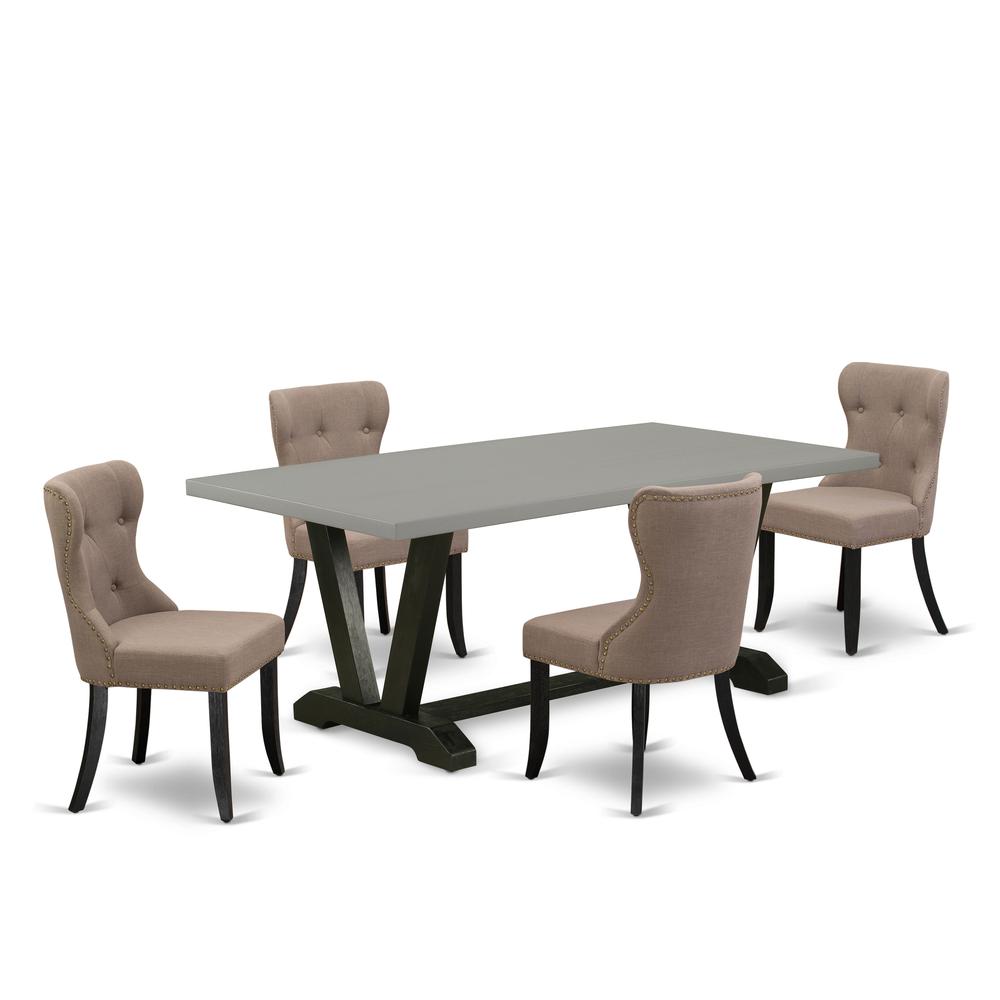 5-Pc Dining Table Set- 4 Kitchen Parson Chairs By East West Furniture | Dining Sets | Modishstore