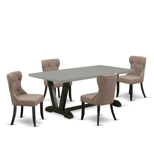 5-Pc Dining Table Set- 4 Kitchen Parson Chairs By East West Furniture | Dining Sets | Modishstore
