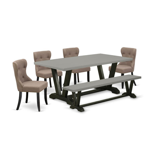 6-Piece Modern Dining Table Set- 4 Kitchen Chairs By East West Furniture | Dining Sets | Modishstore