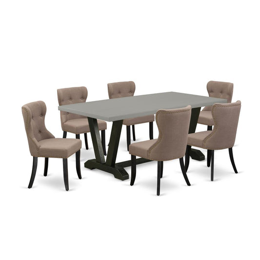7-Pc Dining Room Table Set- 6 Kitchen Parson Chairs By East West Furniture | Dining Sets | Modishstore