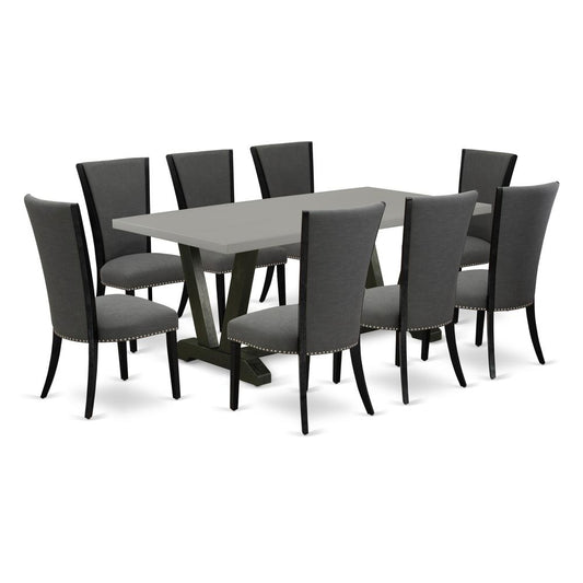 9Pc Dinette Sets For Small Spaces Consists Of A Dinette Table And 8 Parson Dining Chairs By East West Furniture | Dining Sets | Modishstore