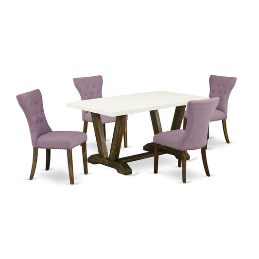 5-Piece Dinette Set- 4 Upholstered Dining Chairs By East West Furniture | Dining Sets | Modishstore