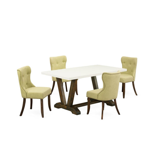 5-Pc Kitchen Dining Room Set- 4 Parson Dining Room Chairs By East West Furniture | Dining Sets | Modishstore