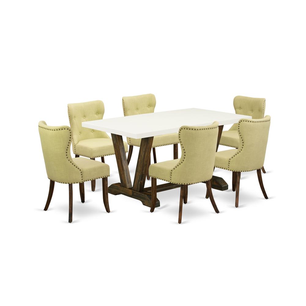 7-Piece Kitchen Dining Set- 6 Parson Chairs By East West Furniture | Dining Sets | Modishstore