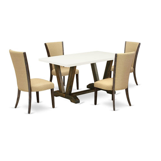 5Pc Dinette Set Contains A Kitchen Table And 4 Parsons Dining Chairs By East West Furniture | Dining Sets | Modishstore