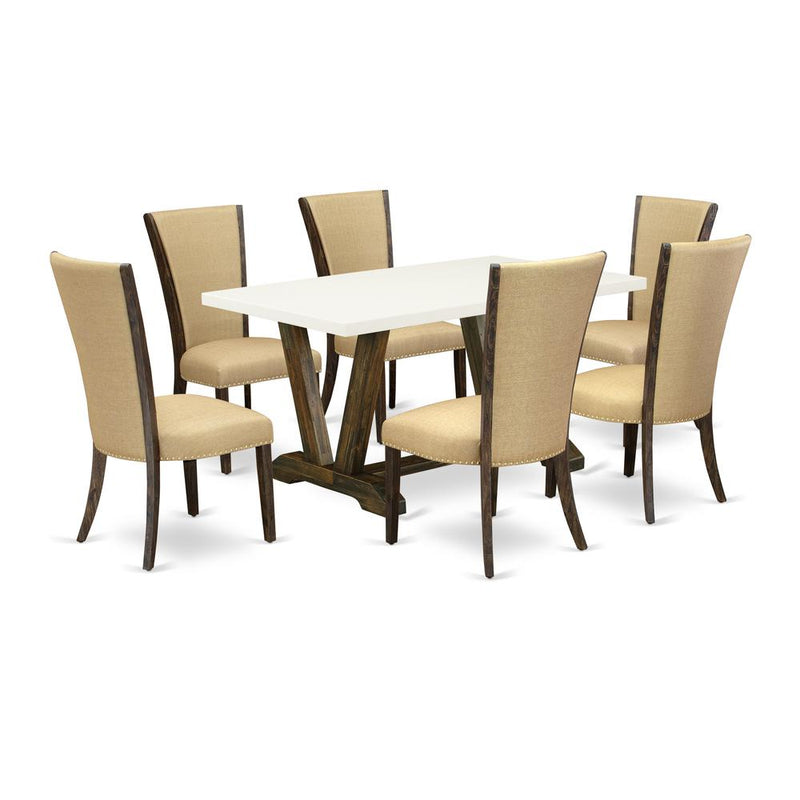 7Pc Kitchen Table Set Contains A Dining Room Table And 6 Parson Dining Chairs By East West Furniture | Dining Sets | Modishstore