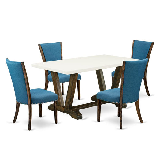 5Pc Dining Table Set Includes A Dining Table And 4 Parson Chairs By East West Furniture | Dining Sets | Modishstore