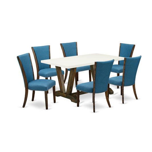 7Pc Dining Room Table Set Includes A Kitchen Table And 6 Parson Dining Chairs By East West Furniture | Dining Sets | Modishstore