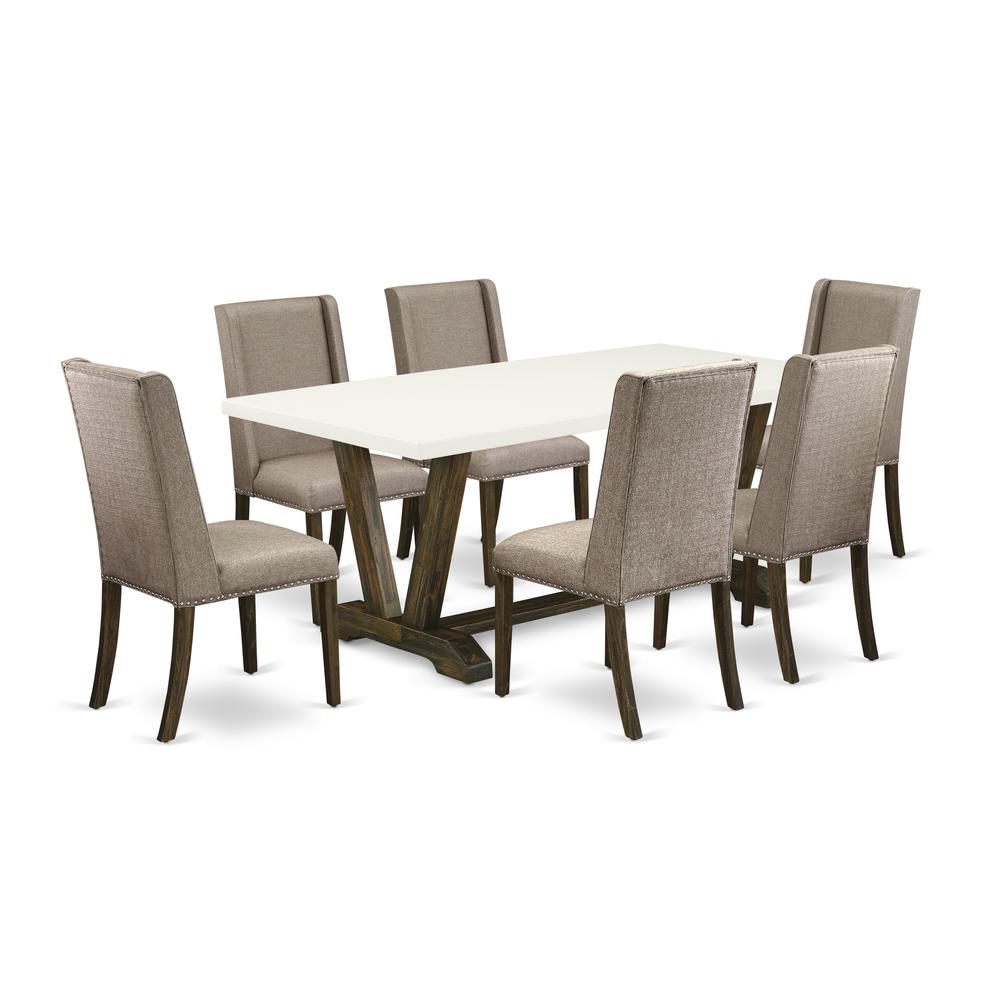 7-Piece Kitchen Dining Table Set - 6 Parson Chairs And A Rectangular Dining Table Hardwood Frame By East West Furniture | Dining Sets | Modishstore