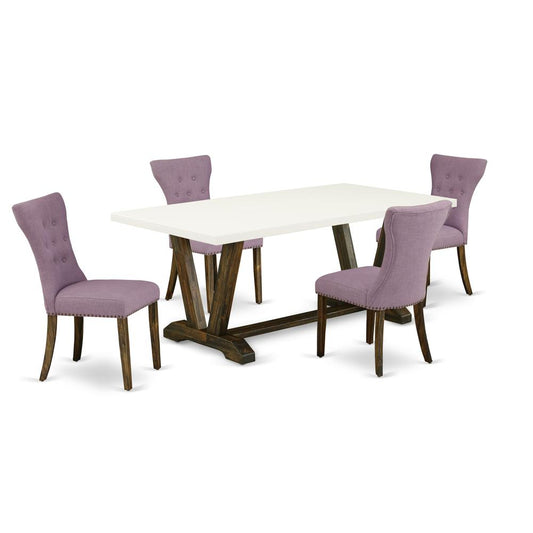 5-Pc Kitchen Dining Room Set- 4 Parson Chairs By East West Furniture | Dining Sets | Modishstore