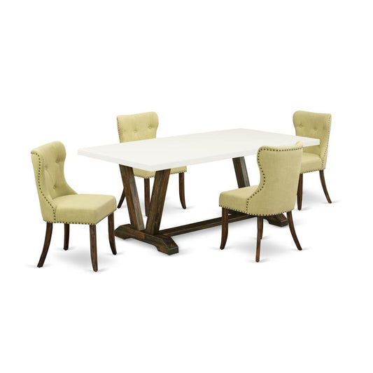5-Pc Dinette Room Set- 4 Parson Dining Room Chairs By East West Furniture | Dining Sets | Modishstore